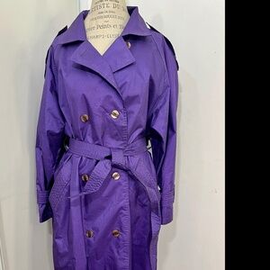 ATHENTICO FORENZA Vintage Purple Long Raincoat Trench Coat  Size 13/14 Korea